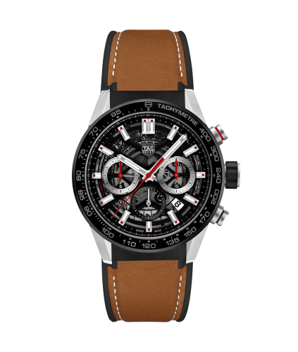 TAG Heuer Carrera Calibre Heuer 02 43 Stainless Steel / Black Ceramic / Skeleton / Calf
